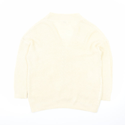 Stradivarius Women Ivory XS Knit Cotton Button Cardigan Jumper