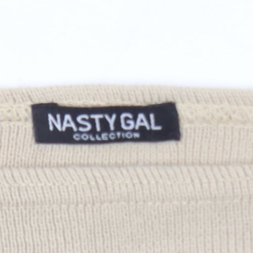 Nasty Gal Women’s Beige Boat Neck Relaxed Knit Pullover Jumper Size L