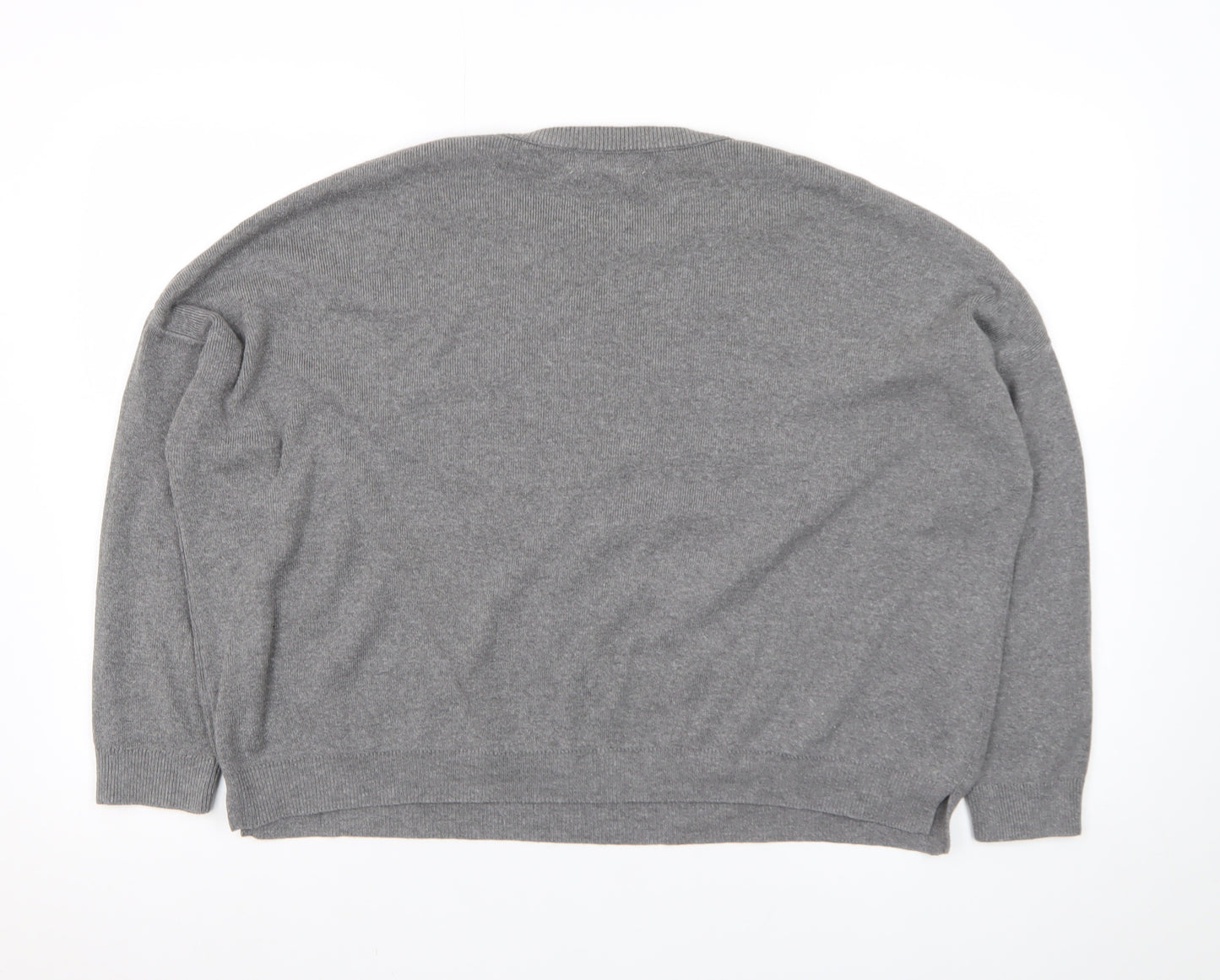 Stradivarius Womens Grey Beaded Knit Pullover Jumper XS