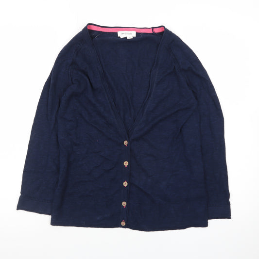 White Stuff Women's Blue Cotton V-Neck Cardigan Size 10