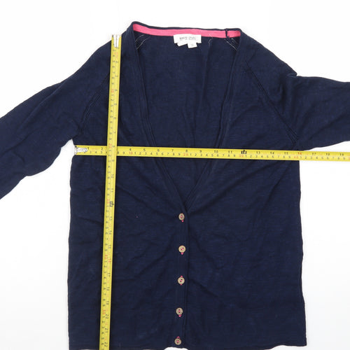 White Stuff Women's Blue Cotton V-Neck Cardigan Size 10