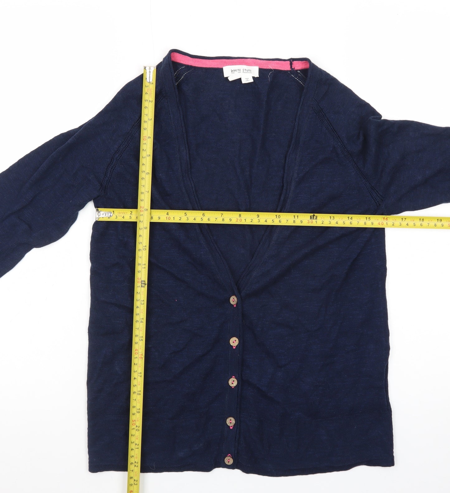 White Stuff Women's Blue Cotton V-Neck Cardigan Size 10