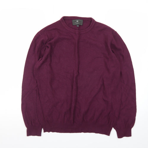 Marks and Spencer Men's Purple Wool Crew Neck Jumper M Regular Fit
