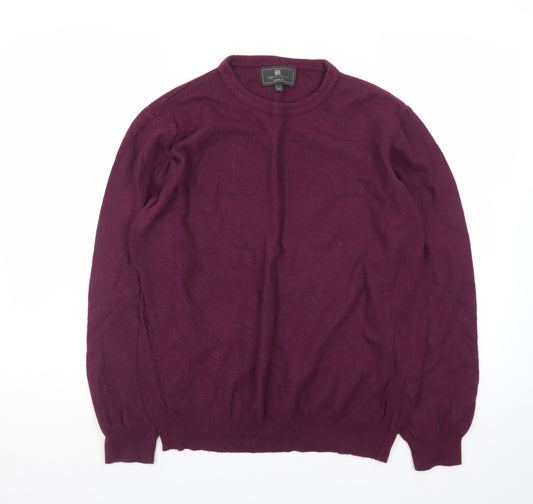 Marks and Spencer Men's Purple Wool Crew Neck Jumper M Regular Fit