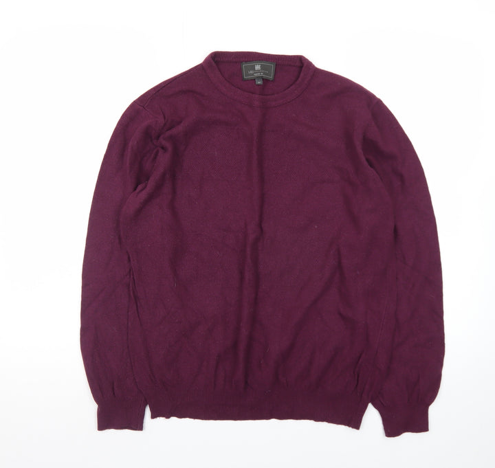 Marks and Spencer Men's Purple Wool Crew Neck Jumper M Regular Fit