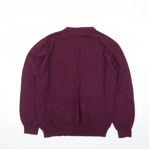 Marks and Spencer Men's Purple Wool Crew Neck Jumper M Regular Fit