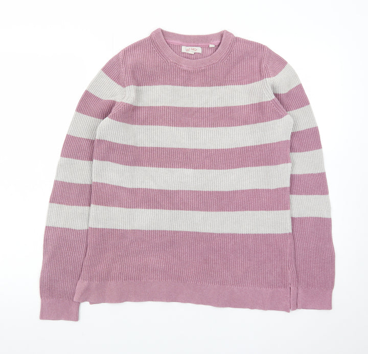 Fat Face Women Pink Stripe Cotton Wool Jumper Size 12