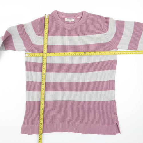Fat Face Women Pink Stripe Cotton Wool Jumper Size 12