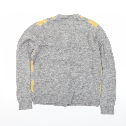 Uniqlo Ines de la Fressange Women's Grey Yellow Argyle Cardigan XS