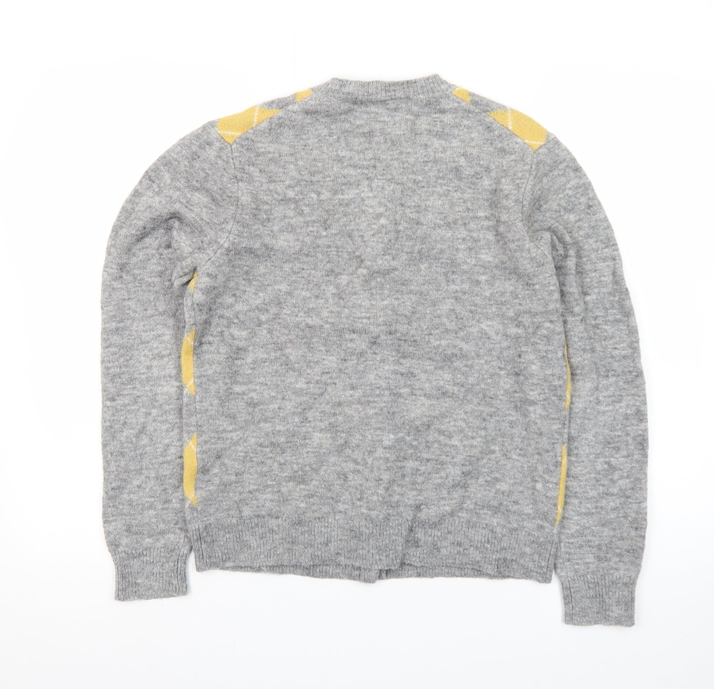 Uniqlo Ines de la Fressange Women's Grey Yellow Argyle Cardigan XS