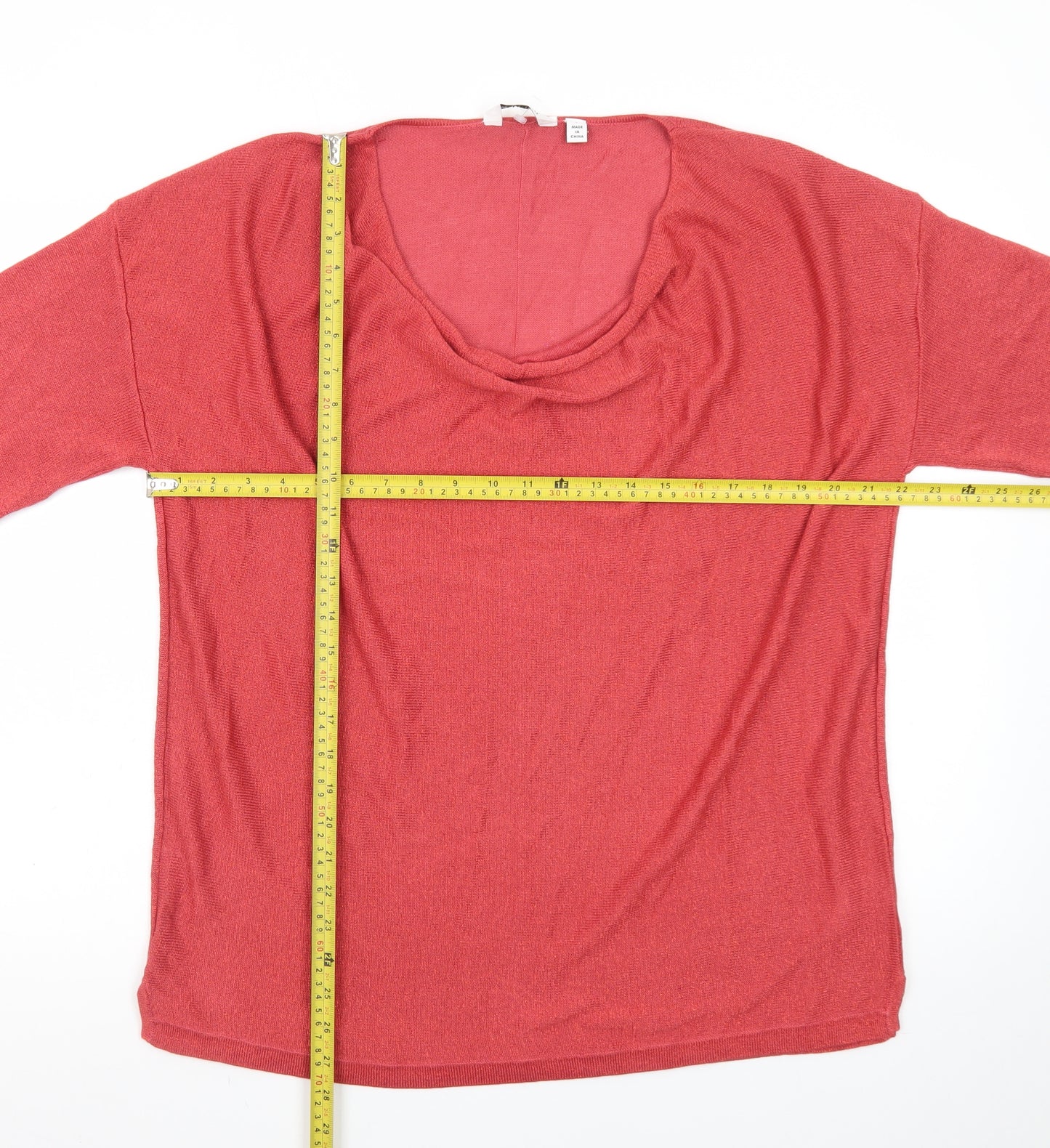 Wuli:Luu by Gok Wan Women's Red Cowl Neck Knit Pullover Jumper L
