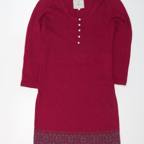 Mantaray Womens Red Knit Jumper Dress Size 12 Long Sleeve Casual