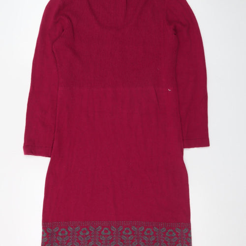 Mantaray Womens Red Knit Jumper Dress Size 12 Long Sleeve Casual
