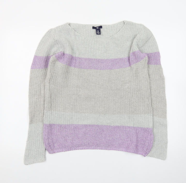 Gap Women's Multicoloured Striped Knit Pullover Jumper Size M
