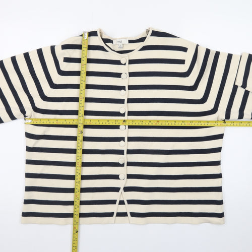 Marks and Spencer Women Multicoloured XL Striped Cotton Cardigan