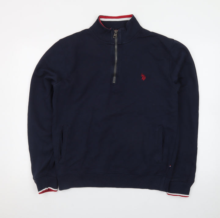 U.S. Polo Assn. Men's Blue Half Zip High Neck Sweatshirt Size M