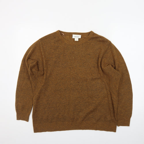 Monki Women Brown Wool Blend Crew Neck Pullover Jumper Size S