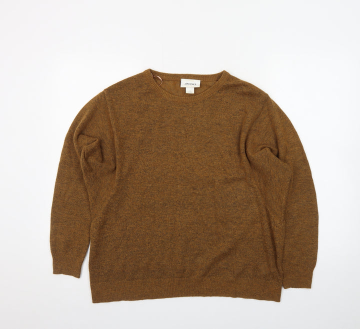 Monki Women Brown Wool Blend Crew Neck Pullover Jumper Size S