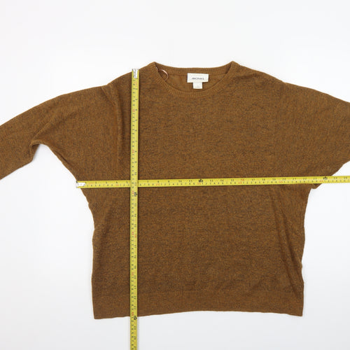 Monki Women Brown Wool Blend Crew Neck Pullover Jumper Size S