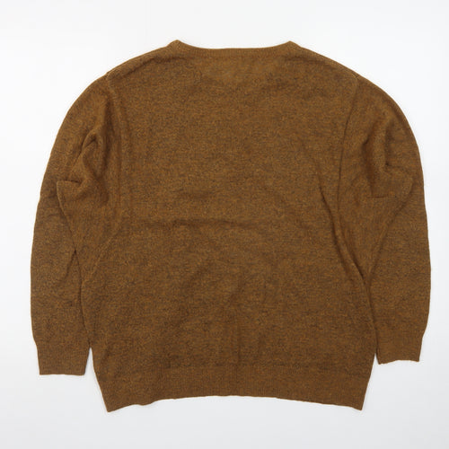 Monki Women Brown Wool Blend Crew Neck Pullover Jumper Size S