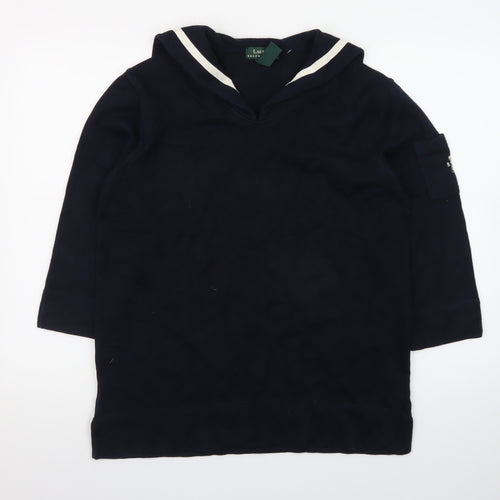 Lauren Ralph Lauren Women's Navy Cotton Pullover Sweatshirt S
