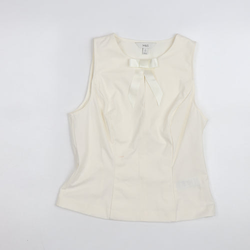 Marks and Spencer Women’s Ivory Sleeveless Bow Blouse Size 12 Regular