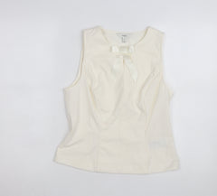 Marks and Spencer Women’s Ivory Sleeveless Bow Blouse Size 12 Regular