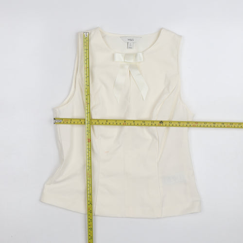 Marks and Spencer Women’s Ivory Sleeveless Bow Blouse Size 12 Regular
