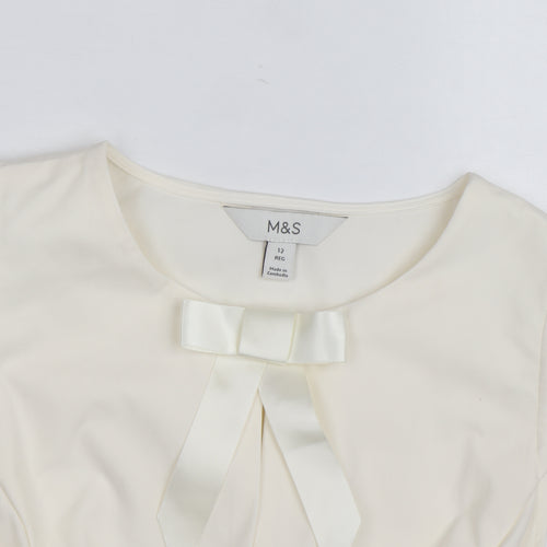 Marks and Spencer Women’s Ivory Sleeveless Bow Blouse Size 12 Regular