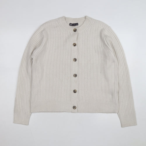 Marks and Spencer Women Beige Cotton Knit Cardigan L