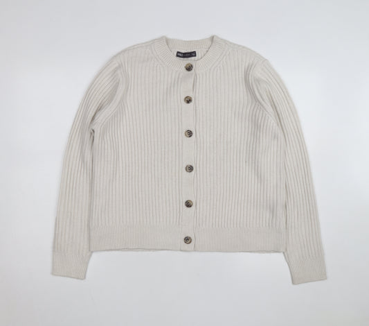 Marks and Spencer Women Beige Cotton Knit Cardigan L