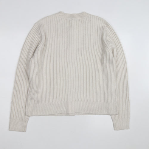 Marks and Spencer Women Beige Cotton Knit Cardigan L