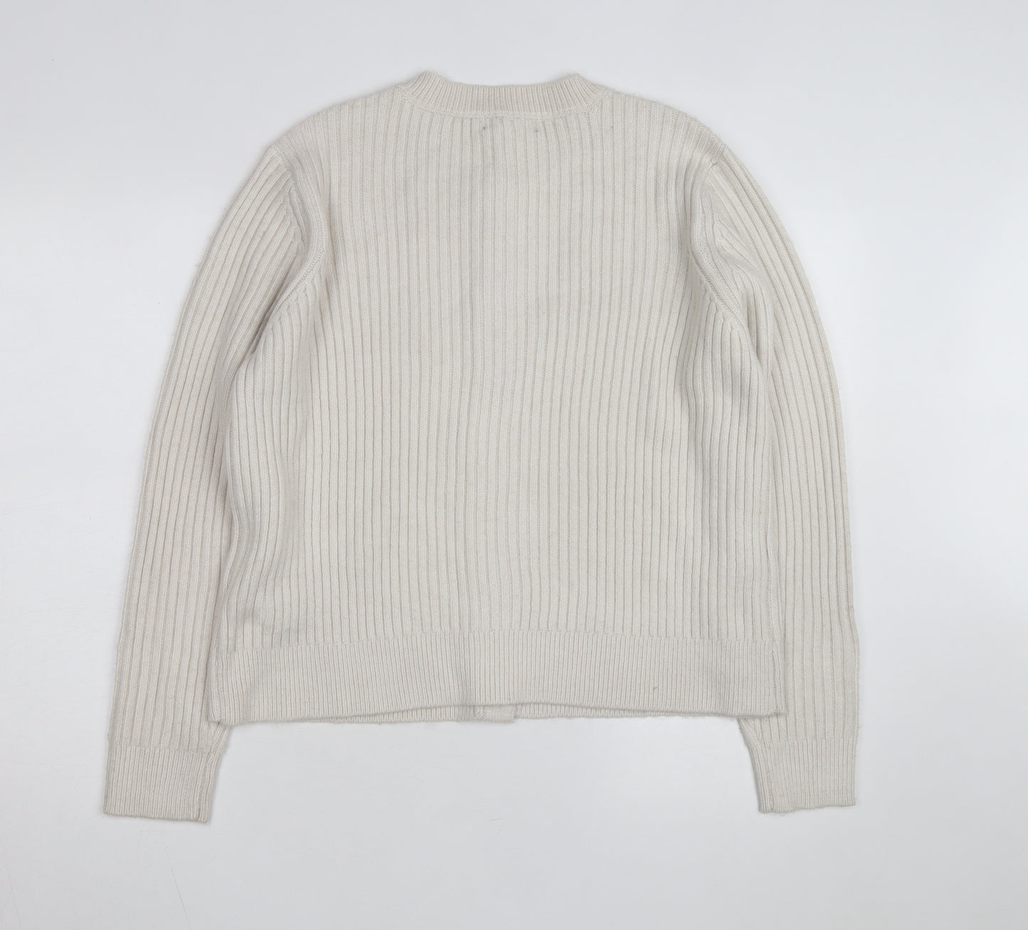 Marks and Spencer Women Beige Cotton Knit Cardigan L