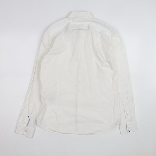 Ted Baker Men's White 15.5in Classic Long Sleeve Button-Up Shirt