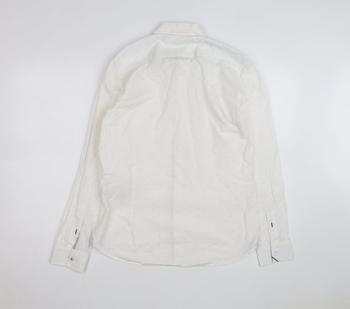 Ted Baker Men's White 15.5in Classic Long Sleeve Button-Up Shirt