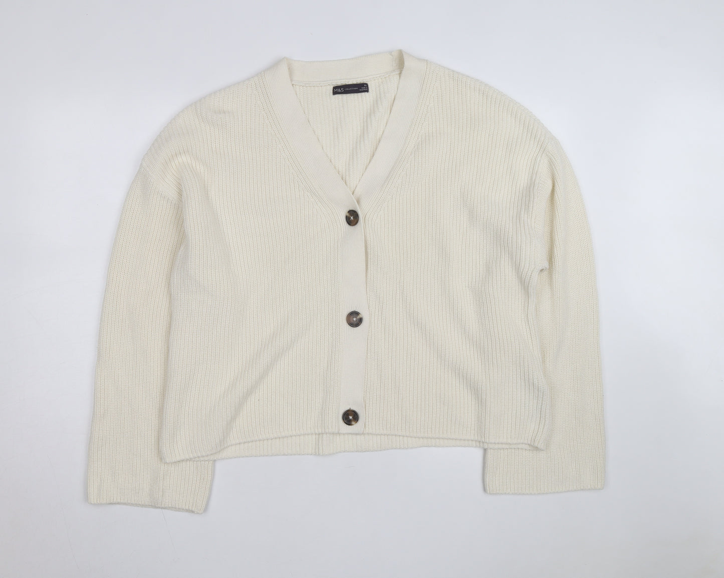 Marks and Spencer Womens Ivory XL Chunky Knit V-Neck Cardigan