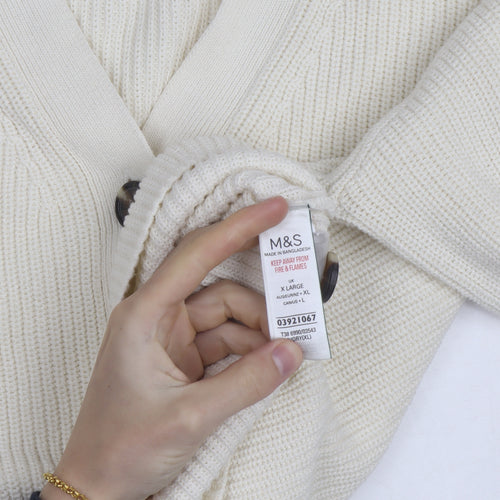 Marks and Spencer Womens Ivory XL Chunky Knit V-Neck Cardigan