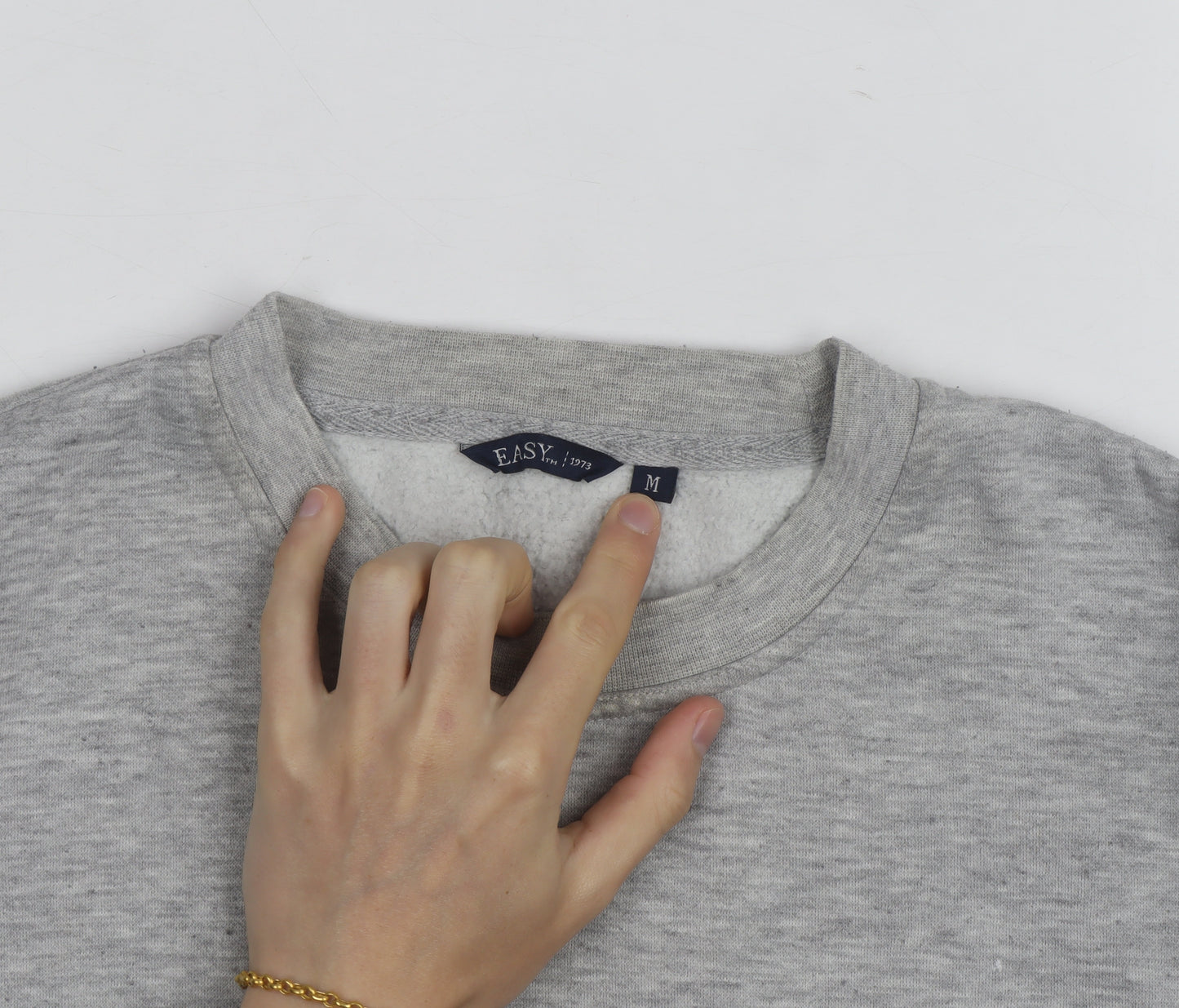 EASY Men’s Grey Cotton Blend Pullover Sweatshirt M