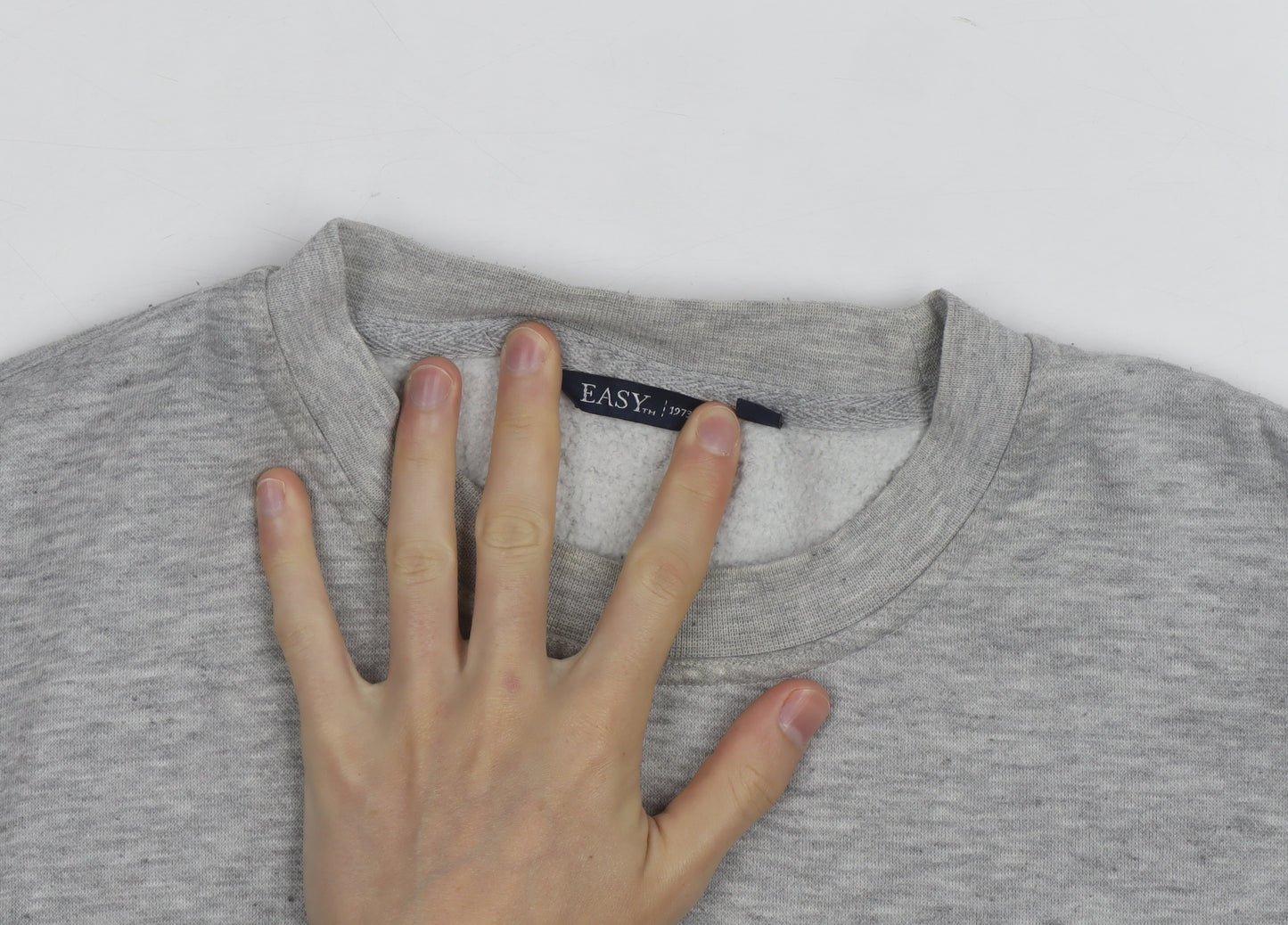 EASY Men’s Grey Cotton Blend Pullover Sweatshirt M