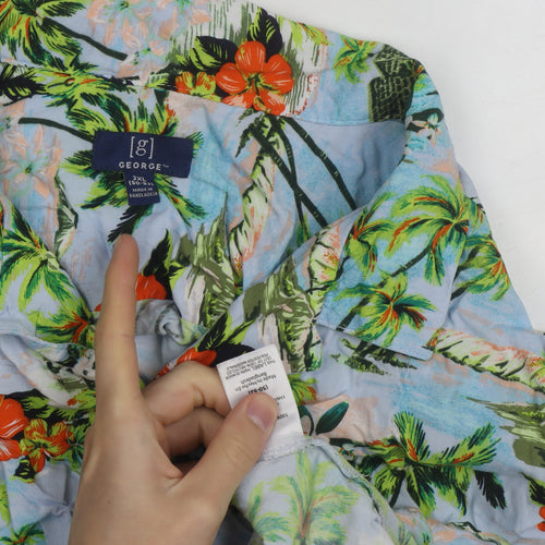 George Men’s Multicoloured 2XL Hawaiian Button-Up Shirt