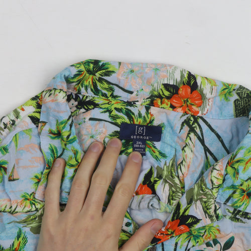 George Men’s Multicoloured 2XL Hawaiian Button-Up Shirt