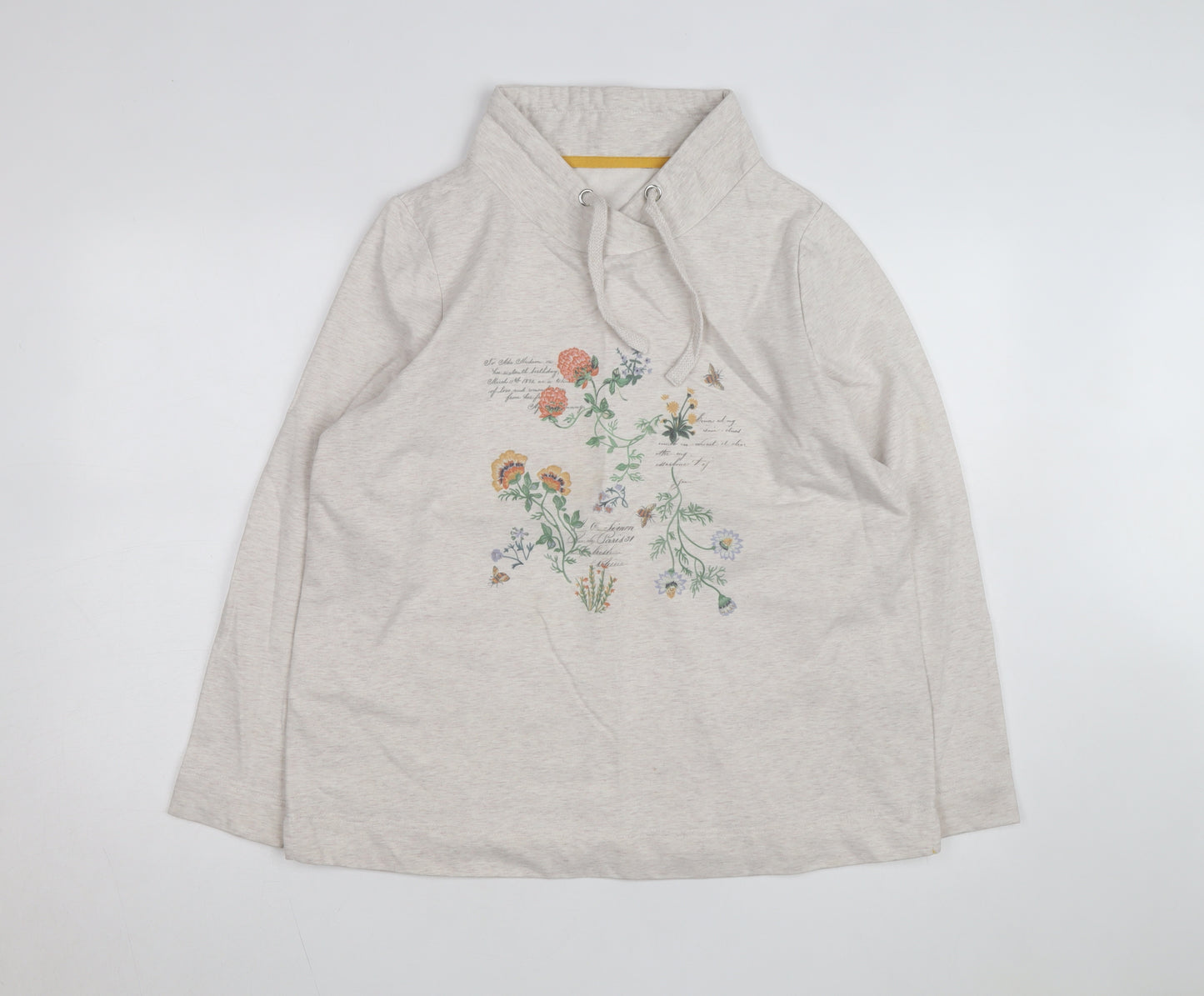 Bonmarché Women Beige Floral Print Pullover Hoodie Size 16