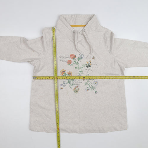 Bonmarché Women Beige Floral Print Pullover Hoodie Size 16