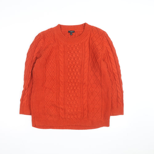 Talbots Women’s Orange Cable Knit Crew Neck Petite L Jumper