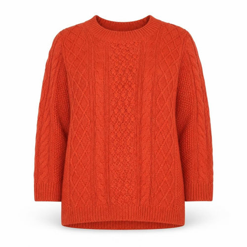 Talbots Women’s Orange Cable Knit Crew Neck Petite L Jumper
