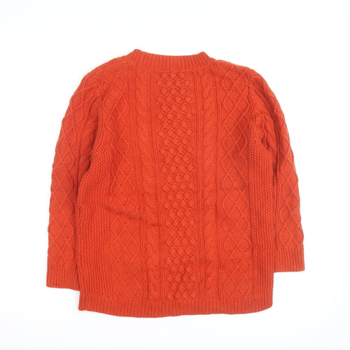 Talbots Women’s Orange Cable Knit Crew Neck Petite L Jumper