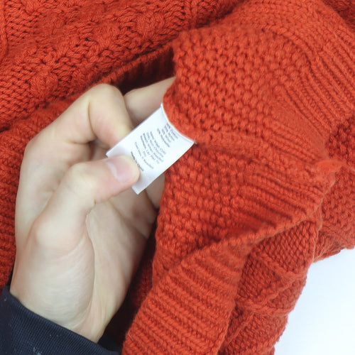 Talbots Women’s Orange Cable Knit Crew Neck Petite L Jumper