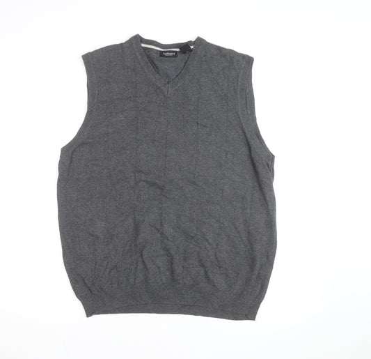 Van Heusen Men's Grey Cotton V-Neck Sleeveless Vest L
