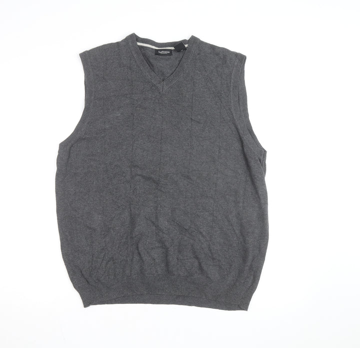 Van Heusen Men's Grey Cotton V-Neck Sleeveless Vest L