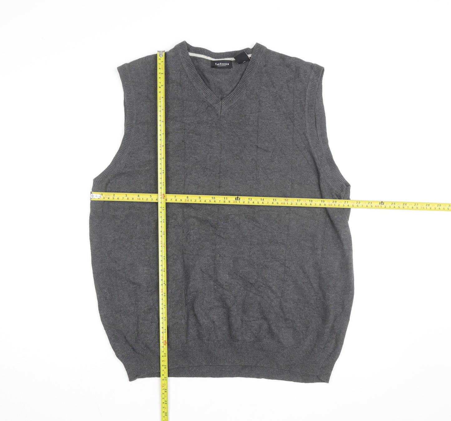 Van Heusen Men's Grey Cotton V-Neck Sleeveless Vest L